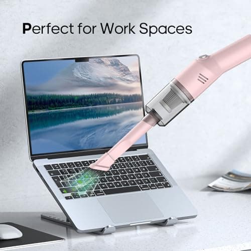 Auloea Portable Mini Car Vacuum Cleaner Pink, High Power Cordless(400g) Handheld Rechargeable Vacuum Cleaner for Desk V06 7