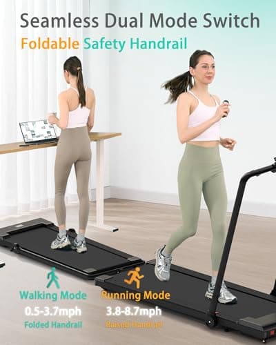 YRUN/LICHICO 2 in 1 Folding Under Desk Treadmill, 3.0HP Motor, Large Running Area, Portable Mini Walking Machine for Home Office 2