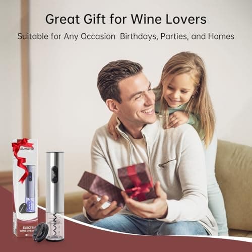 ELMWAY Rechargeable Wine Opener by ELMWAY, Electric Wine Bottle Opener with Foil Cutter, LED Light and Stainless Steel Shell, Cordless Corkscrew & Cork Remover, Gifts for Wine lover- Silver 6