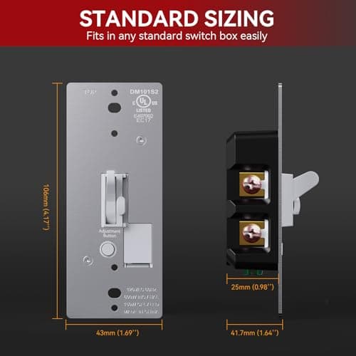 AIDA Toggle Slide Dimmer Switch for Dimmable LED Light/CFL/Incandescent 600 Watt max, Single-Pole or 3-Way, Rocker On/Off Wall Switch with Dimmer Slider, Wall Plate NOT Included, UL, White, 1 Pack 7