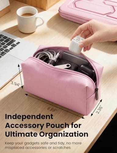 DOMISO Laptop Hard Case 14-14.4 inch Waterproof Shockproof Hard Shell Laptop Sleeve with Handle & Storage Pocket, Compatible with MacBook, HP, Dell,Pink 5