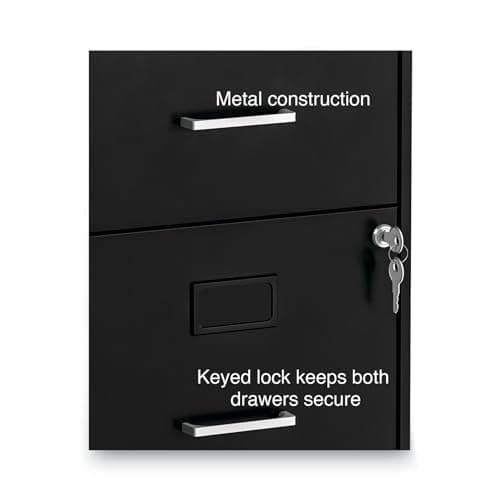 Alera Soho Vertical File Cabinet, 2 Drawers: File/File, Letter, Black, 14" X 18" X 24.1" 6