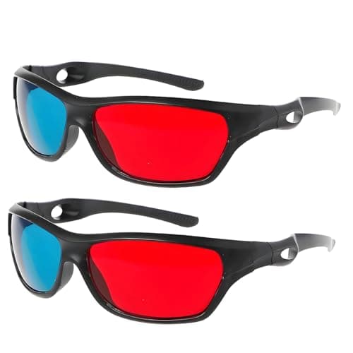 Gnimup 2 Pack 3D Glasses for Movies at Home - Red Blue 3D Viewing Glasses for Games and TV, Lightweight Simple Design (Style_01)