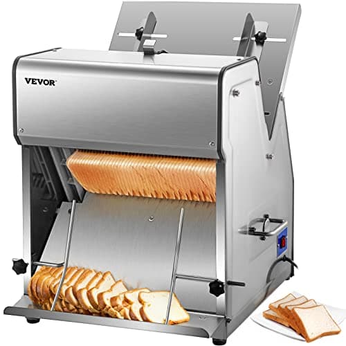 VEVOR Commercial Bread Slicer - 12mm Thickness, 31 Slices, Electric Toast Cutter, 110V