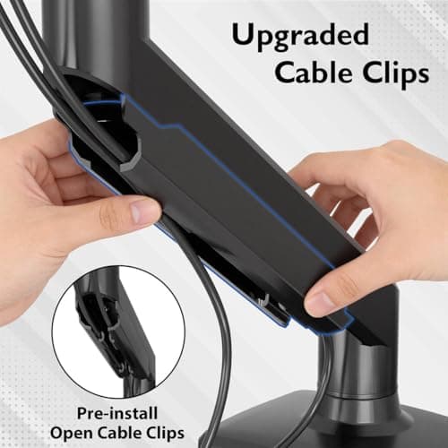 BONTEC Monitor Arm for 13-32 Inch Screens, Ergonomic Gas Spring Single Monitor Mount, Full Motion Desk Stand with Tilt Swivel Rotation, VESA 75x75mm 100x100mm, C Clamp, Grommet Base, Cable Management 7