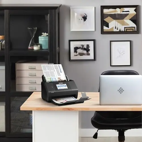 Epson Workforce ES-580W Wireless Color Duplex Tax Receipt & Desktop Document Scanner for PC and Mac with 100-sheet Auto Feeder (ADF), Intuitive 4.3' Touchscreen 7