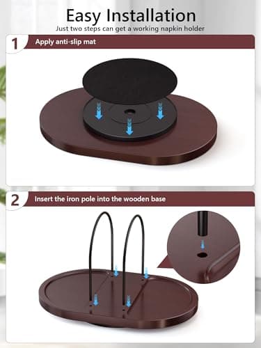 Primo Lines Rotating Napkin Holder for Table with Built-In Space for Salt and Pepper Shakers, Wooden Metal Caddy Rustic Table Organizer with 360 Degree Spin for Kitchen Decor and Accessories (Walnut) 6