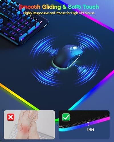 abc.mat 3-in-1 RGB Gaming Mouse Pad with Magnetic Wireless Charging, 31.5"x15.8" Large, 24 Light Effects, Non-Slip Base, Waterproof Ultra-Smooth Surface, No Adapter 7
