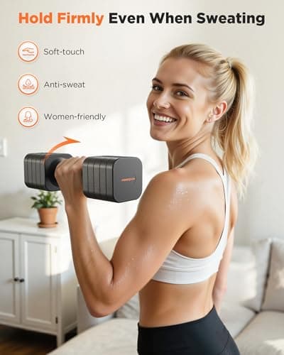 FEIERDUN 5-in-1 Adjustable Dumbbell Set of 2, 20LBS/10LBS Hand Weights for Women, 1s-Adjust Dual-Stable Dumbbell Set for Women Home Gym & Outdoor 6
