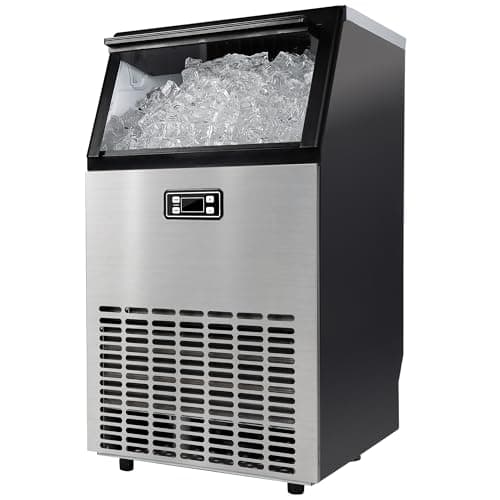EUHOMY Commercial Ice Maker Machine - 95lbs Daily Production, 33lbs Ice Storage, Stainless Steel Freestanding & Under Counter Ice Maker, Ideal Ice Maker for Home/Bar/Restaurant/Outdoor Activities