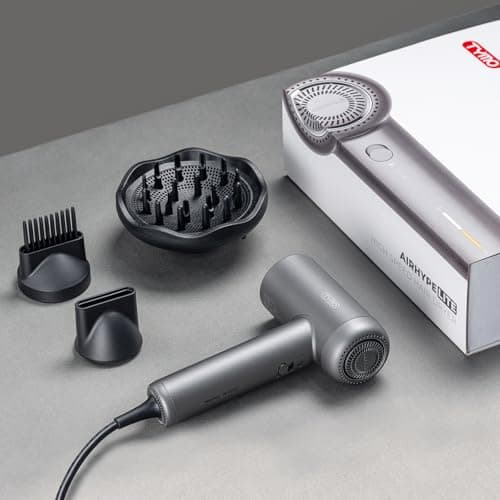TYMO Hair Dryer with Diffuser, 1500W High-Speed Professional AIRHYPE Lite Blow Dryer with Comb for Fast Drying, 110,000RPM Brushless Motor, 200 Million Ionic Hairdryer, 3 Speeds & 4 Temps, Low-Noise 9