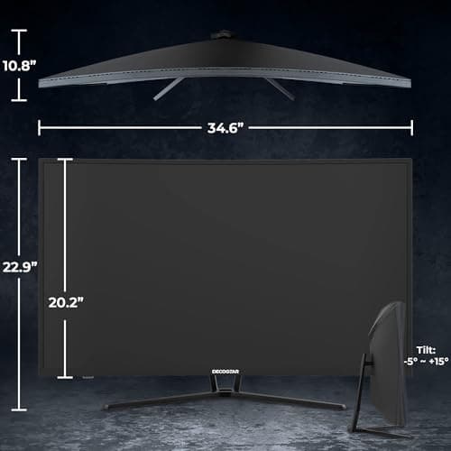 Deco Gear 39" Curved Widescreen Gaming Monitor | 2560x1440 | 1ms MPRT | 165 Hz | 16:9 | HDR400 | 4000:1 | 1 x HDMI | 1 x DisplayPort - Limited Black Edition 7