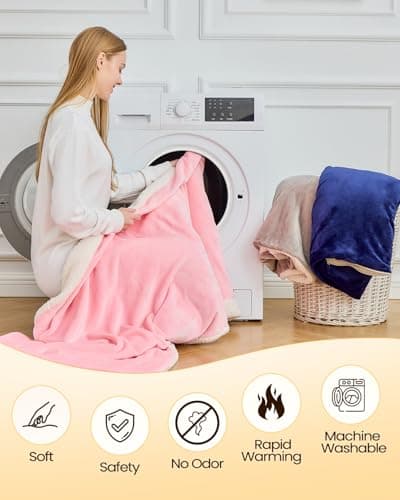 Portable Heated Blanket, 70"x 30" USB Heated Blanket, 3 Heat Settings ＆ 18W Heated, Machine Washable, Grey (Battery not Include) 6