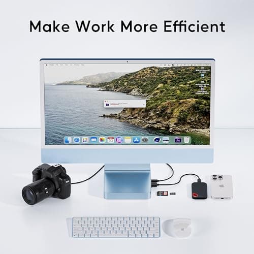 USB C HUB for iMac 24 inch 2021/2023/2024, PULWTOP USB Hub Adapter iMac Accessories for iMac M1/M3/M4 with USB C 10Gbps 3*USB A SD/TF, Docking Station Support Expand M.2 SSD (Not Included),Blue 6