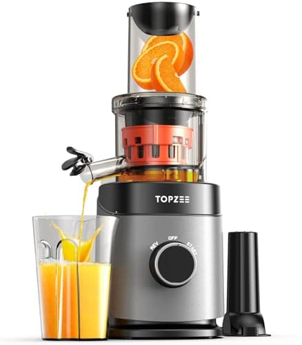 TOPZEE Masticating Juicer Machines, Powerful Slow Cold Press Juicer with 24 oz Juice Cup
