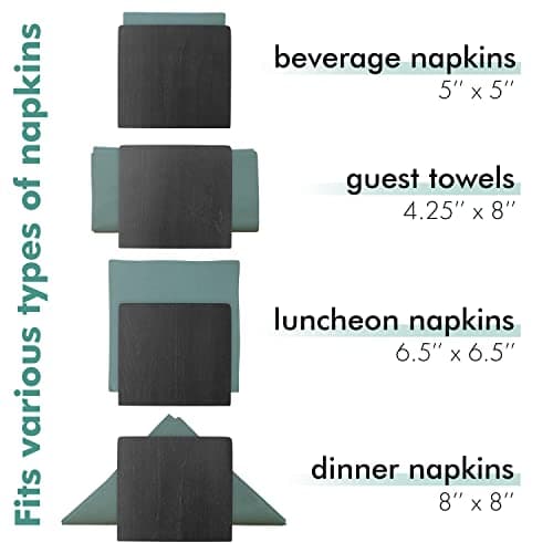 Napkin Holder For Table - Wooden Farmhouse Napkin Holders, Black Simple Upright Vertical Dining Table Cocktail Napkins Dispenser, Kitchen Rustic Natural Walnut Wood For Paper Napkins 6