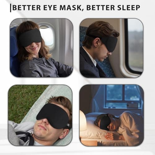 ZLZQER Cooling Cotton Eye Sleep Mask for Men & Women, Soft & Breathable, Pressure-Free Design for Side Sleepers, Adjustable Light Blocking Mask for Sleeping, Travel & Naps (Black) 7