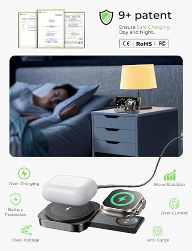 LISEN for MagSafe Charger Stand for iPhone Magnetic Apple Watch Airpods Charging, Airplane Gadgets Magsafe Kickstand for iPhone Wireless Charger Gifts for Women Men Travel Essentials 7