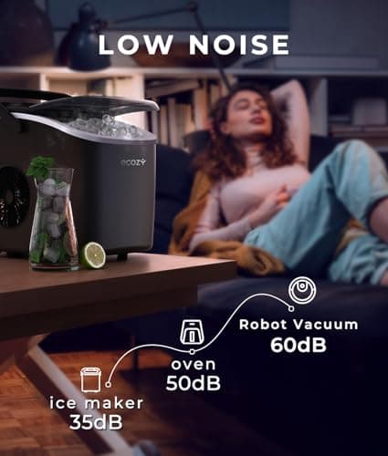 ecozy Portable Ice Maker Countertop, 9 Cubes Ready in 6 Mins, 26 lbs in 24 Hours, Self-Cleaning Ice Maker Machine with Bags/Standing Scoop for Camping Party, Black 5