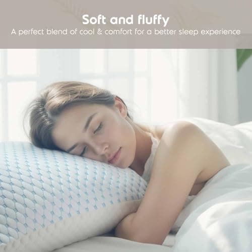 Nestl Cooling Pillow for Sleeping 2 Pack, Luxury Shredded Memory Foam Pillows Standard Size Set of 2, Adjustable Cold Gel Pillows for Hot Sleepers Supportive Cool Pillow for Side Back Stomach Sleepers 8