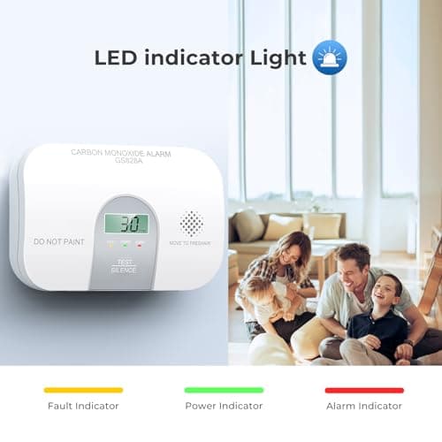 Siterwell Carbon Monoxide Detectors, 10 Year Product Life CO Detector with LCD Digital Display and Sound Warning, ETL Listed, Carbon Monoxide Detectors Battery Operated for Home School Office, 1-Pack 4