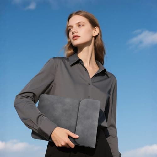 HYZUO 15 Inch Laptop Sleeve Compatible with MacBook Air 15.3/15 M3/M2 A3114 A2941 2023-2024, 15-inch Surface Laptop 7/6/5/4/3, MacBook Pro 15 A1990 A1707 2016-2019, Faux Suede Leather Case, Space Gray 7