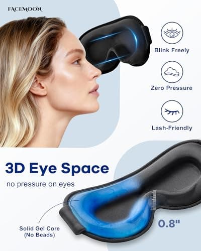 3D Weighted Cooling Gel Eye Mask for Sleeping, 6oz Gel-Weighted Sleep Mask, 100% Blackout, Gentle Pressure & Cold Relief for Migraine, Headache, Ice Cold Gel for Puffy Eyes, Eye Care, Women Men 5