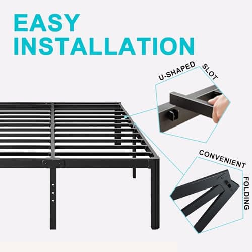 SunnyDaze 14 Inch High Metal Full Size Bed Frame No Box Spring Needed, Platform Bed Frame Full Size, Easy to Assemble, Noise Free, Durable, Black 6