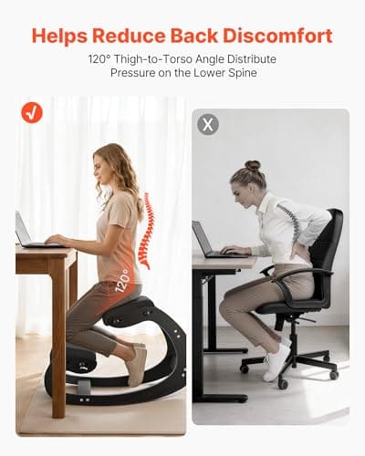 VEVOR Ergonomic Kneeling Chair, Wooden Posture Knee Chair with Adjustable Thick Foam Cushions & Solid Wood Frame, Adjustable Height, Relief for Neck or Back Pain for Home, Office or Meditation, Black 5