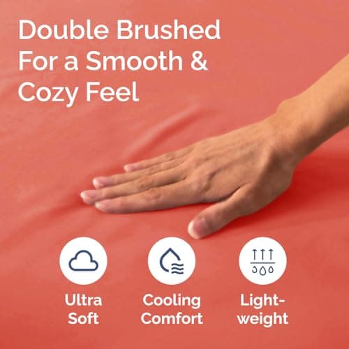 Queen Fitted Bed Sheet - Bottom Single Fitted Sheet Only - Ultra-Soft Hotel Luxury Bedding w/ 8-16 Inch Deep Pockets - Breathable, Cooling & Wrinkle Free - Easy-Care, Fade & Shrink Resistant - Coral 5