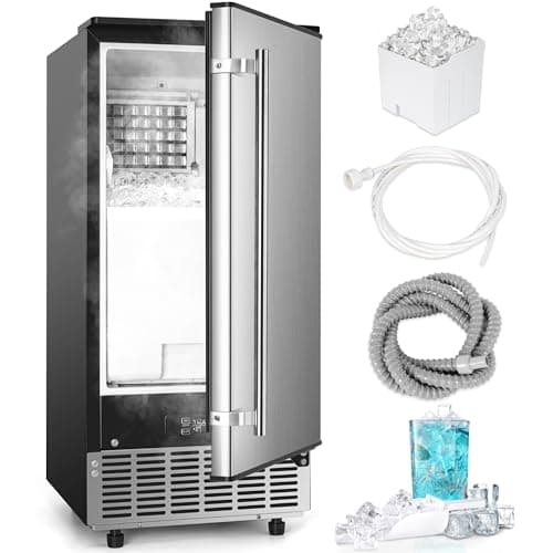 ICEVIVAL Commercial Under Counter Ice Maker Machine, 80Lbs/Day with 24lbs Storage, Auto-Cleaning, 24H Timer, Built-in Freestanding Ice Maker for Home/Commercial/Apartment. (Stainless Steel)