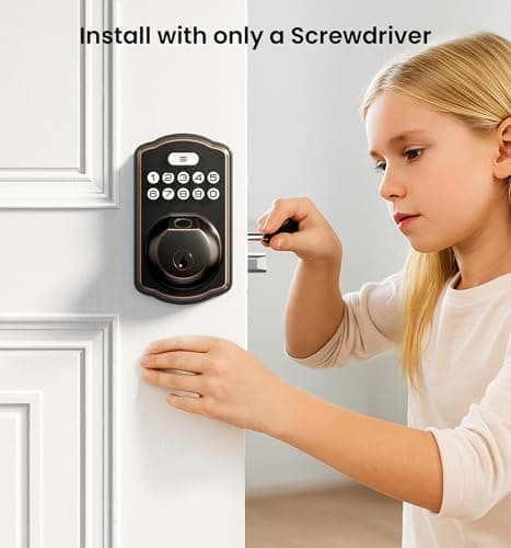 Veise KS02A Fingerprint Keyless Entry Door Lock, Auto Lock, Electronic Keypad Deadbolt for Front Door, Biometric, Anti-Peeping Password, Easy Install, Oil Rubbed Bronze 8