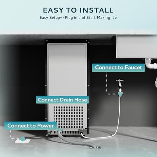 EUHOMY 15" W Commercial Under Counter Ice Maker Machine, 90 Lb/Day Auto-Cleaning & 24H Timer, Gravity Drainage,Stainless Steel Built-in Freestanding Ice Maker, 24 Lb Bin, Ideal for Commercial & Home 5