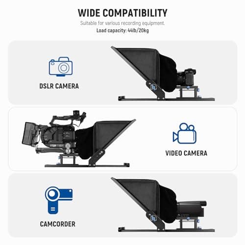 NEEWER Teleprompter X17 II with RT113 Remote/APP Control, 17" HD Beamsplitter All Metal Frame Upgraded Camera Mount QR Plate Compatible with Manfrotto 501PL iPad iPhone, Max Load 44.1Ib, Assembly Free 9