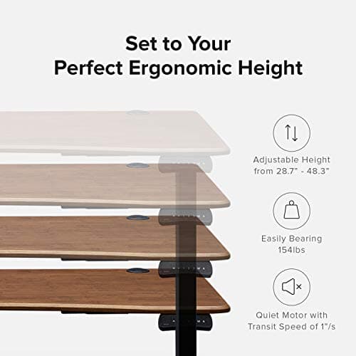 mopio Solid Wood Sterling Electric Height Adjustable Standing Desk, Sit Stand Desk Workstation, 3 Adjustable Memory Setting and Stand Alarm 100% Solid Wood (Walnut, 47") 7