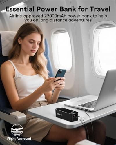 WOXABHSL 27000mAh 120W Fast Charging Power Bank, High Capacity 3-Port Laptop Portable Charger with Smart Display, Compatible with iPhone 16/15/14, Vision Pro, Samsung, MacBook & More 5