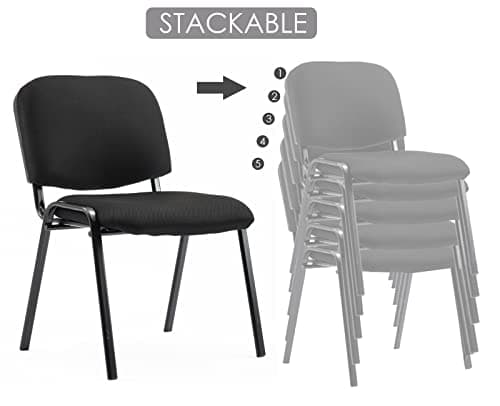 Shunzhi Stackable Waiting Room Chairs Set of 10, Black Mesh Conference Lobby Chairs No Wheel, Padded Stationary Office Reception Guest Chair for Breakroom/Clinic/Church/School/Meeting/Desk 5