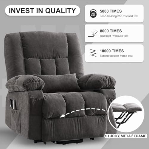 MAHOMICO Power Lift Recliner Chair for Elderly with Vibration Massage and Heating Functions, Electric Recliner Single Sofa with Side Pockets and USB Charge Port, Suitable for Living Room and Bedroom 8