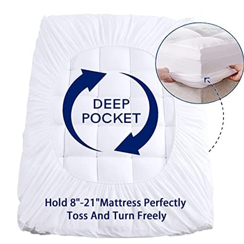 Mattress Topper Twin Size, Cooling Extra Thick Breathable Viscose Made from Bamboo Mattress pad, Soft Quilted Fitted Mattress Cover with 1000 GSM Down Alternative Fill (8-21”Deep Pocket) 5