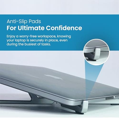 FlexVerk Portable Laptop Riser Stand- Lightweight & Adjustable Computer Holder, Ergonomic, Foldable - Compatible with Apple MacBook Pro & Air, HP, Dell, Tablet & More 10" - 16" Notebooks (Silver) 5