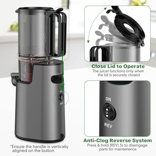 Cold Press Juicer, Masticating Juicer with 5.4" Wide Feed Chute, 350w Slow Juicer Machines Fit Whole Vegetables and Fruits with High Juice Yield, Easy to Clean (Black) 7