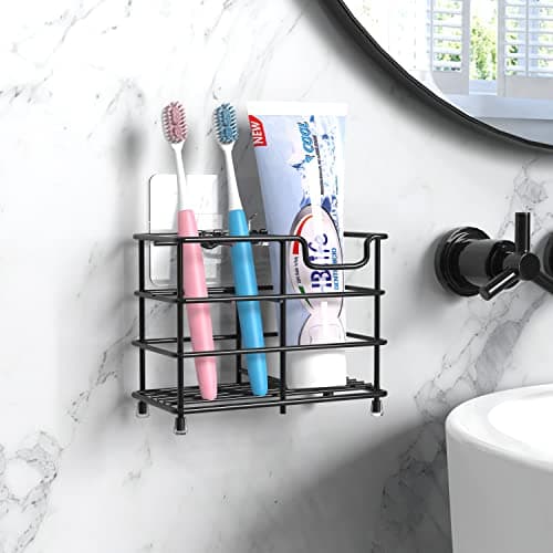 HBlife Small Toothbrush Holder Wall Mounted for Bathroom, 5 Slots Silver Stainless Steel Bathroom Accessories Organizer for Small Spaces