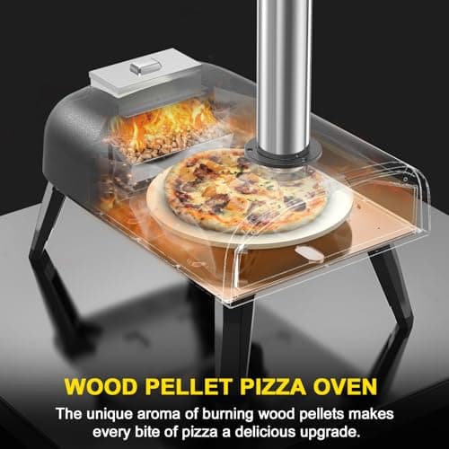 Outdoor Pizza Oven aidpiza 12" Wood Pellet Pizza Ovens With Rotatable Round Pizza Stone Portable Wood Fired with Built-in Thermometer Pizza Stove for Outside Backyard Camping Picnics 5