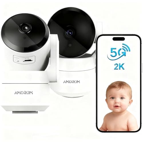 AMOROM 2 Pack 2K Indoor Security Camera Wireless, 360° Pan-Tilt Wi-Fi Pet/Baby Monitor with AI Motion Detection, Night Vision, Phone App, Cloud & SD Storage (5G/2.4G Hz)