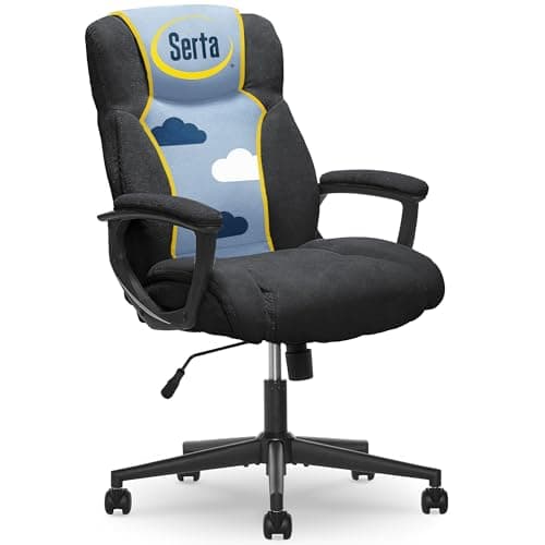 Serta Connor Executive Office Chair, Ergonomic Computer Chair with Layered Body Pillows, Contoured Lumbar, Adjustable Seat, Microfiber Fabric, Black