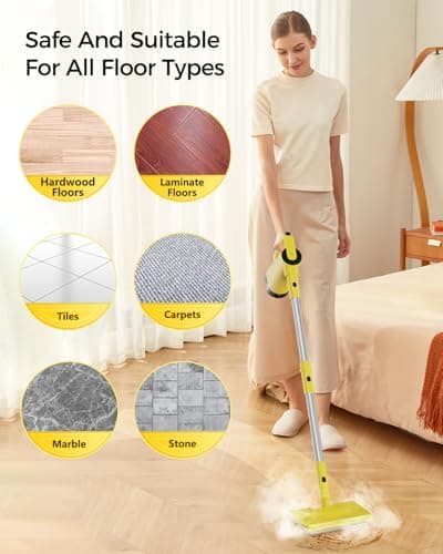 SINOCHIP Steam Mops for Floor Cleaning, with 7-in-1 Attachments, 13OZ Water Tank, 23ft Power Cord, Detachable Handheld Steamer for Cleaning Hardwood, Tile, Glass, and Ironing 5