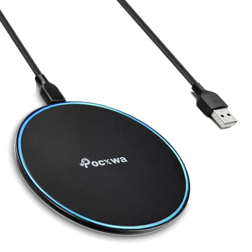 Pocxwa Wireless Charger, 15W Fast Wireless Charging Pad Compatible with Samsung Galaxy S25 Ultra S24 Plus S23 S22 S21 S20 S10 S9 S8, iPhone 16 15 14 13 12 11 XR X, Google Pixel 9 8 7, LG G7 G8 ThinQ