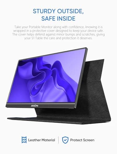 ARZOPA Portable Monitor, 15.6'' 1080P FHD Laptop Monitor USB C HDMI Computer Display HDR Eye Care External Screen w/Smart Cover for Mac Phone Xbox Switch PS5-S1 Table 7
