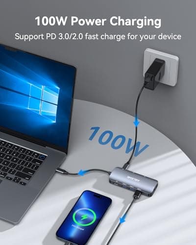 ABLEWE USB C Hub Ethernet, Multiport USB C to HDMI Hub, 8 in 1 4K@60Hz USBC Adapter,1000Mbps, 100W PD, 3 USB 3.0 Ports, Docking Station Compatible for MacBook, Tablet, Phone, Type C Devices 5