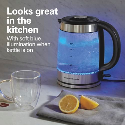 Hamilton Beach Electric Tea Kettle, Water Boiler & Heater, 1.8 Liter, Cordless Serving, 1500 Watts for Fast Boiling, Auto-Shutoff and Boil-Dry Protection, Easy-View Glass (40853C) 6